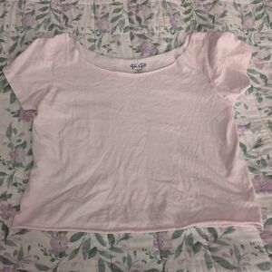 John Galt/Brandy Mellville One Size Off The Shoulder Light Pink Crop Top